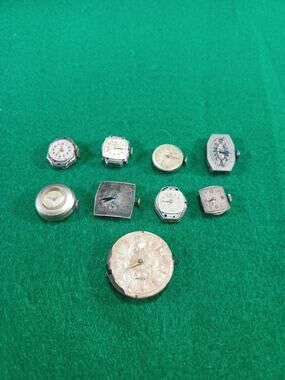 Old Wind Up Watch Movement Lot Of 9